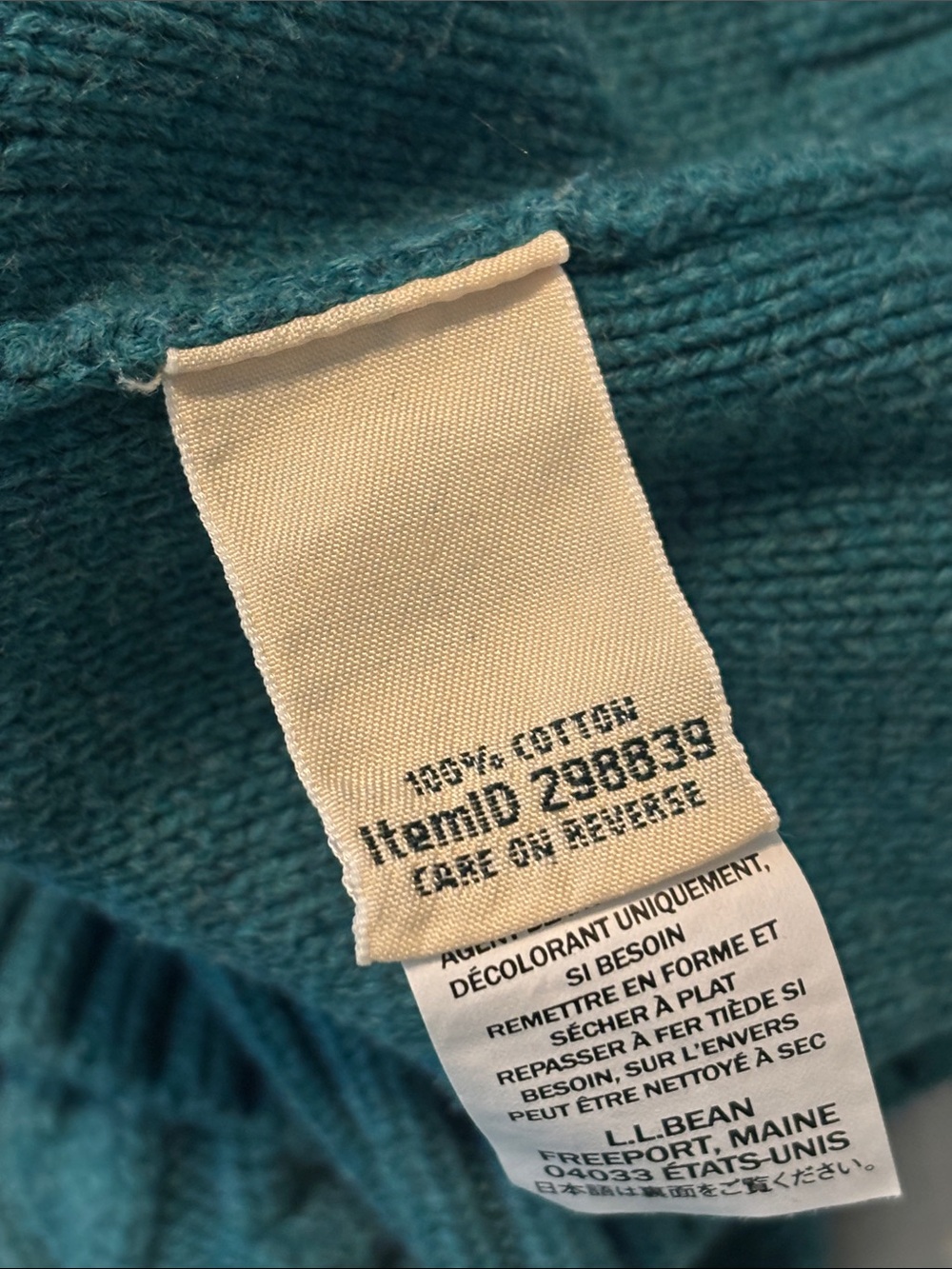 🟡 Women's L.L.Bean Double L 100% Cotton Cable Crewneck Sweater EUC Green Size S - Picture 6 of 9